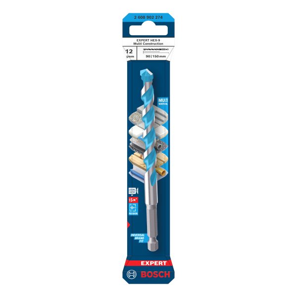 Bosch 2608902274 EXPERT HEX-9 Multi Construction Drill Bit 12 x 90 x 150mm
