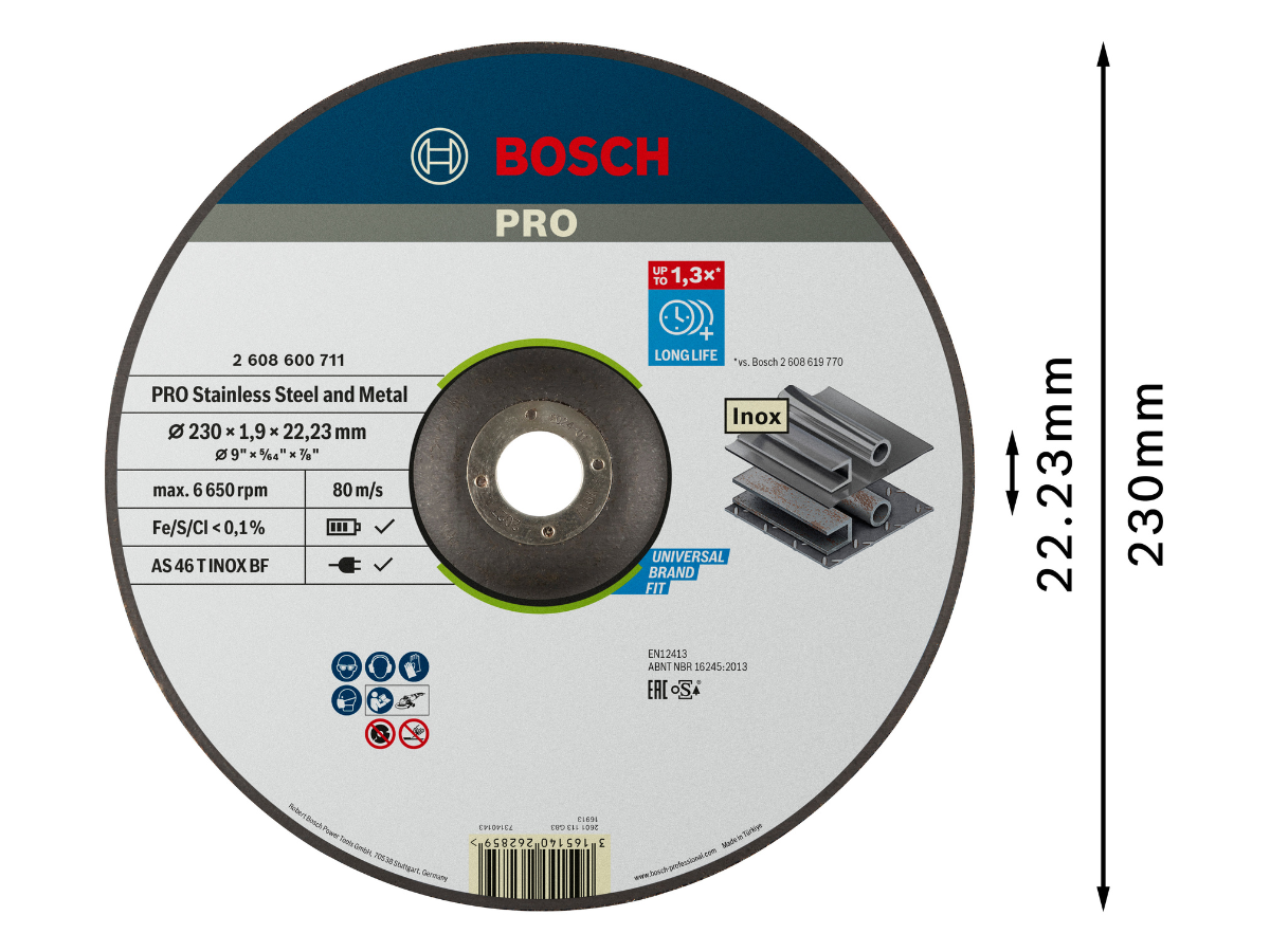 Bosch 2608600711 EXPERT Inox Rapido Cutting Disc 230 x 1.9mm (Pack of 25)