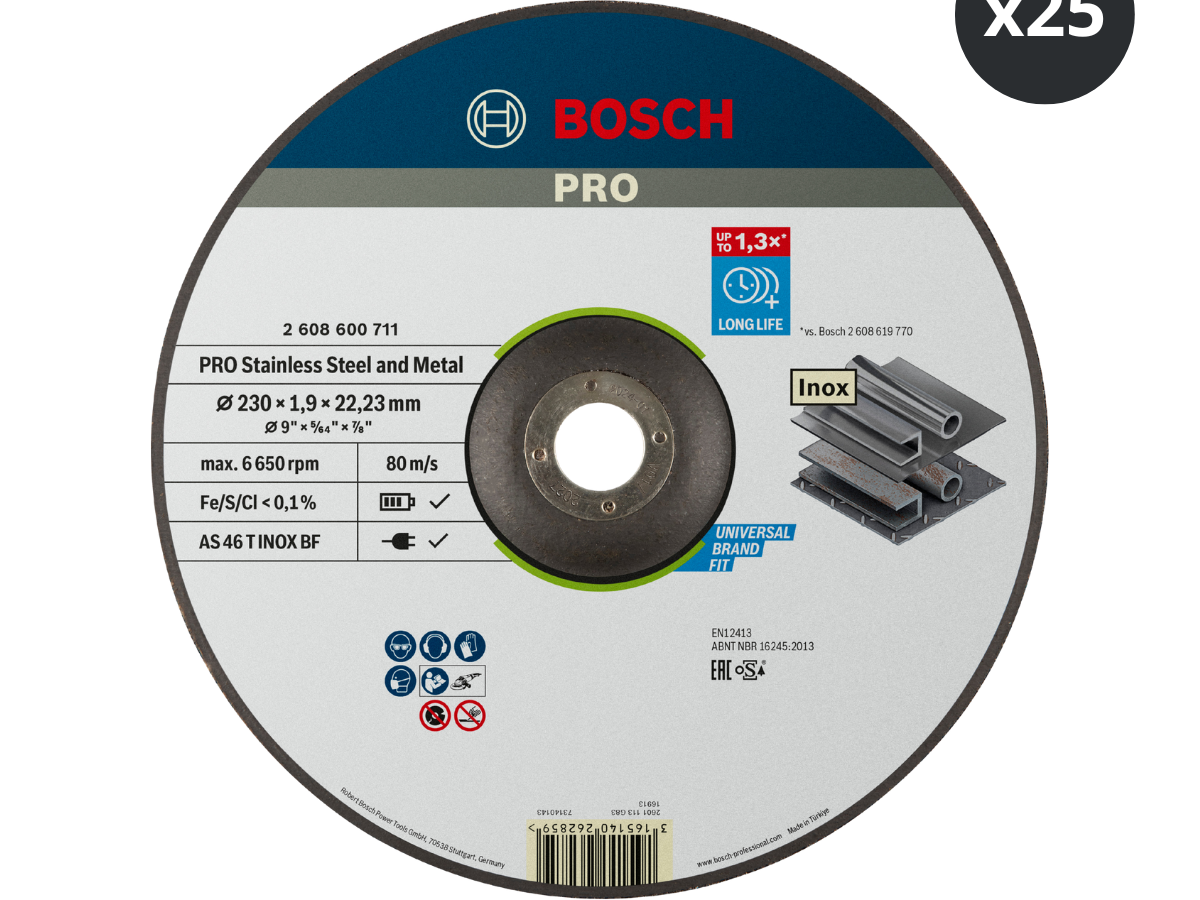 Bosch 2608600711 EXPERT Inox Rapido Cutting Disc 230 x 1.9mm (Pack of 25)
