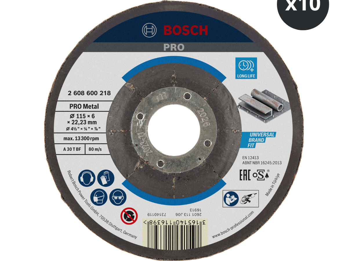 Bosch 2608600218 Metal Grinding Disc 115mm (Pack of 10)