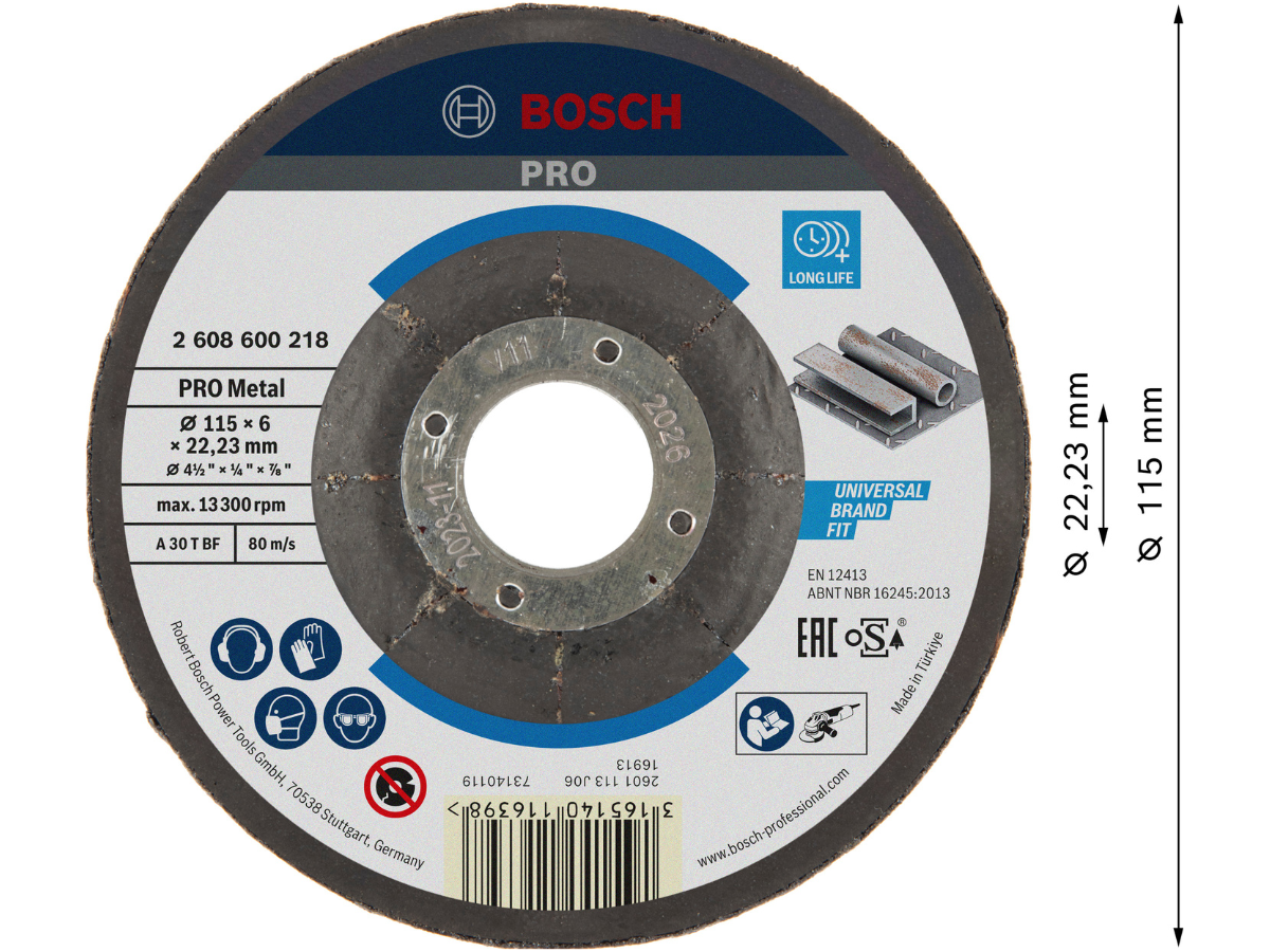 Bosch 2608600218 Metal Grinding Disc 115mm (Pack of 10)