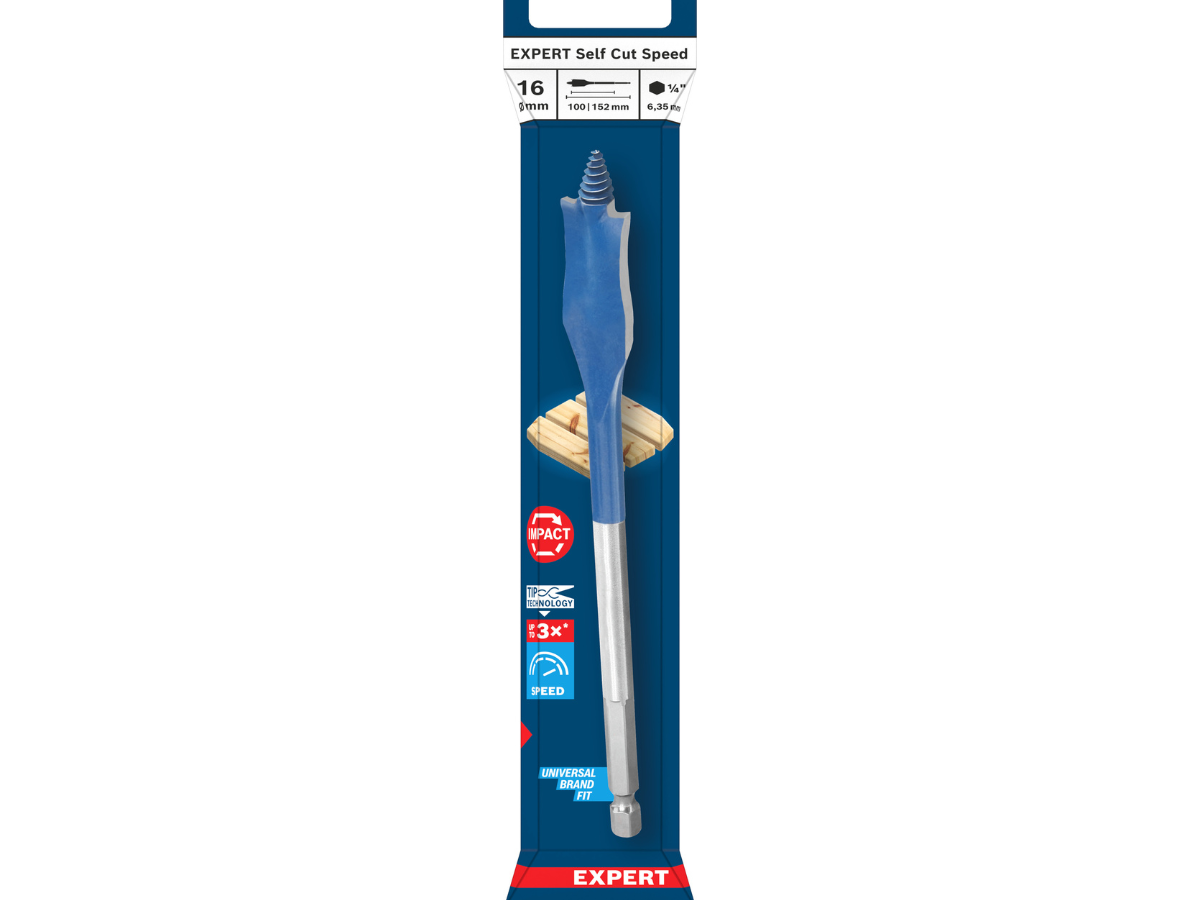 Bosch 2608902091 EXPERT Self Cut Speed Spade Drill Bit for Wood 16 x 100 x 152mm
