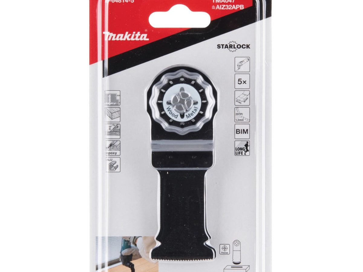 Makita B-64814 Starlock Bi-Metal Plunge Cut Multi-Tool Blade 32mm (Pack of 5)