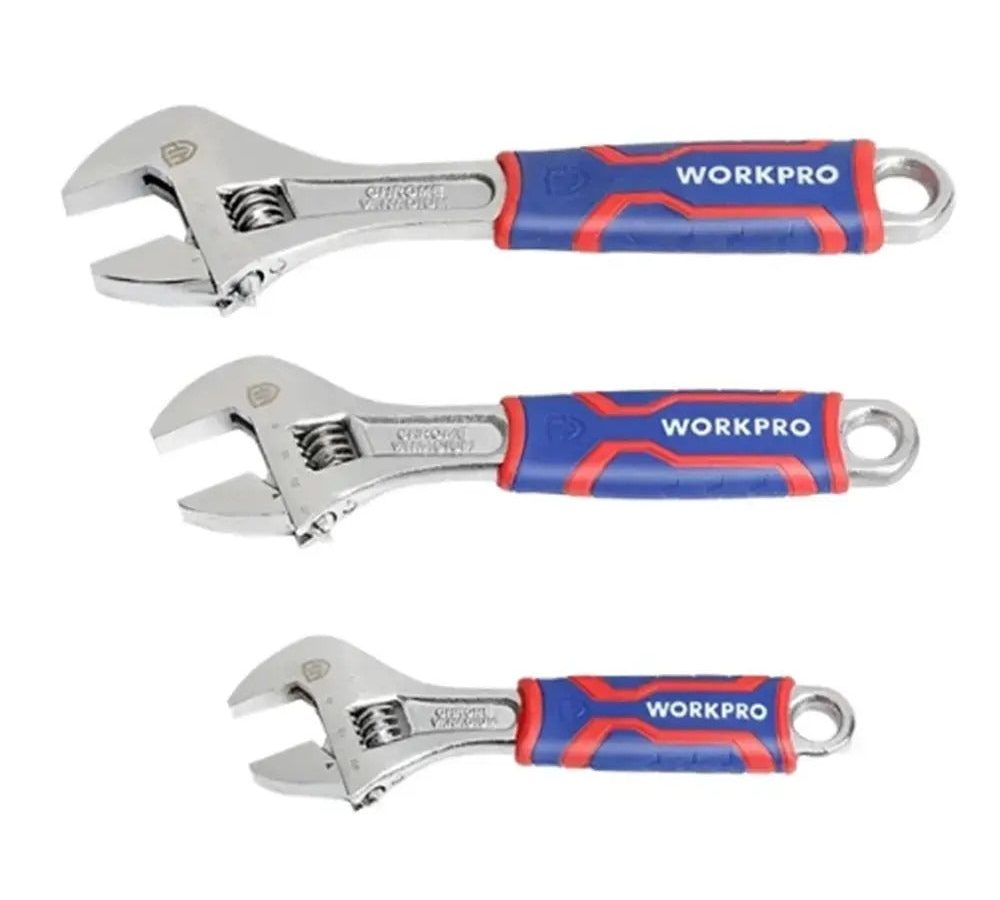Workpro WP202515 CR-V Adjustable Wrench Set (3 Piece)