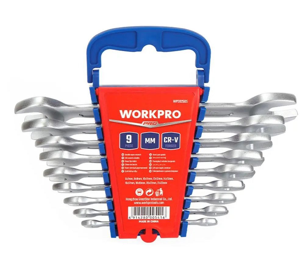 Workpro WP202505 CR-V Double Open Wrench Set (9 Piece)