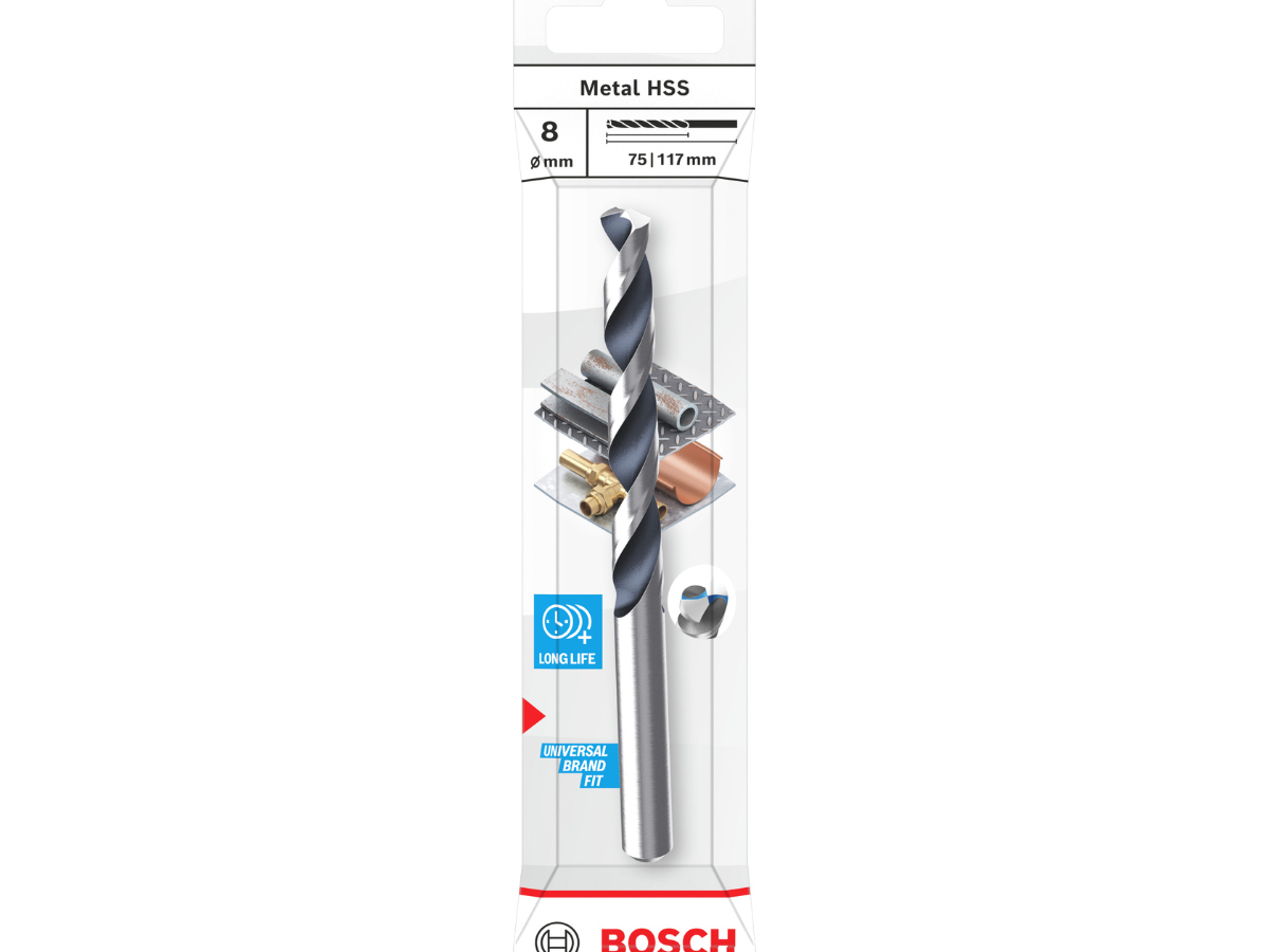 Bosch 2608577848 PointTeQ HSS Twist Drill Bit for Metal 8 x 75 x 117mm