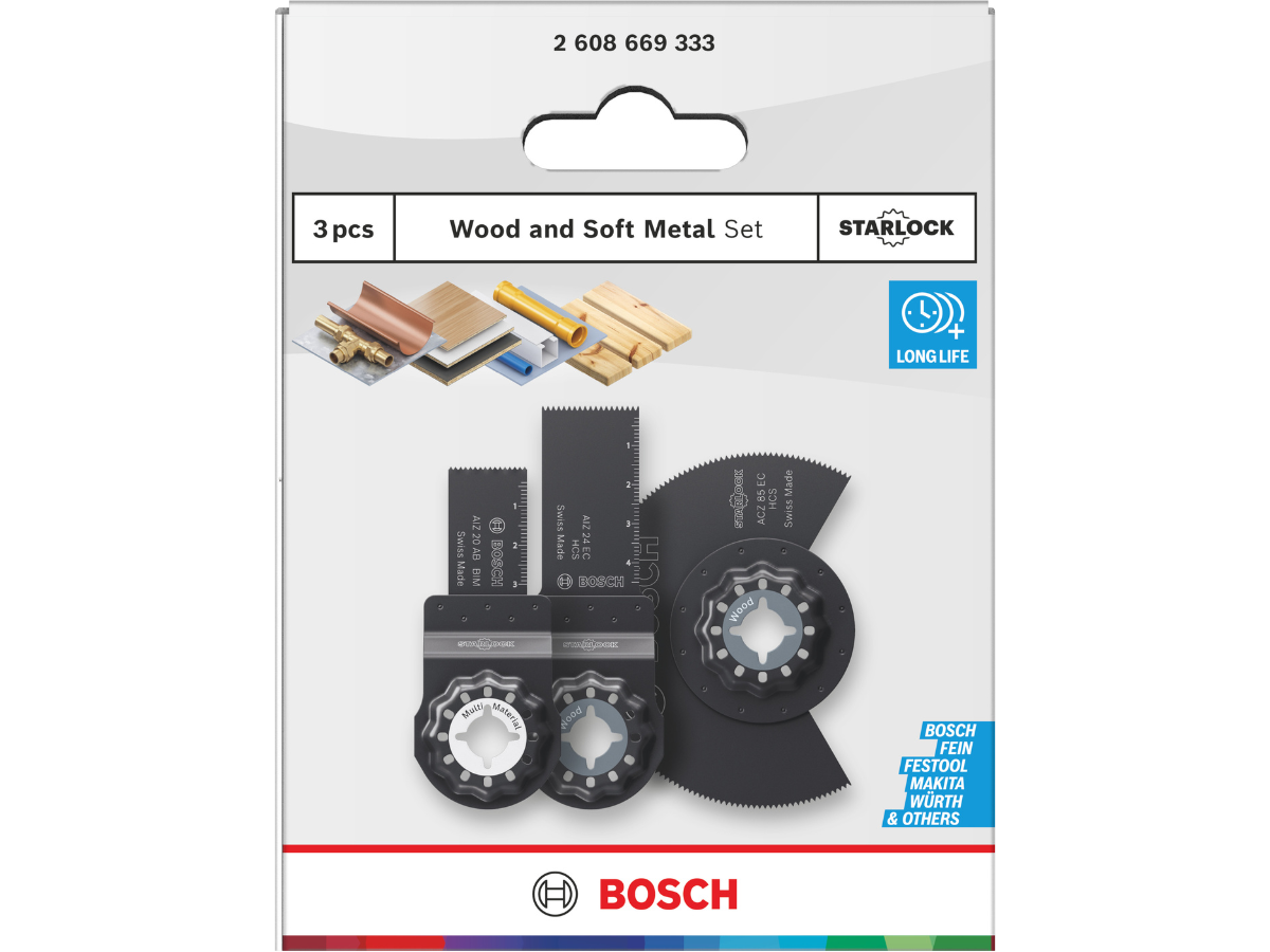 Bosch 2608669333 Starlock Multi-Tool Blade Set for Wood & Soft Metal (3 Piece)