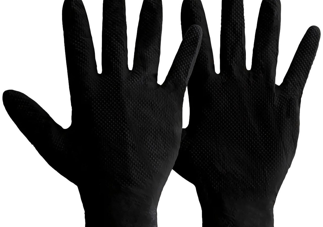 Mercator RP300260Q3 Ideall Grip Black Nitrile Disposable Gloves Size 8 (M) (Pack of 50)