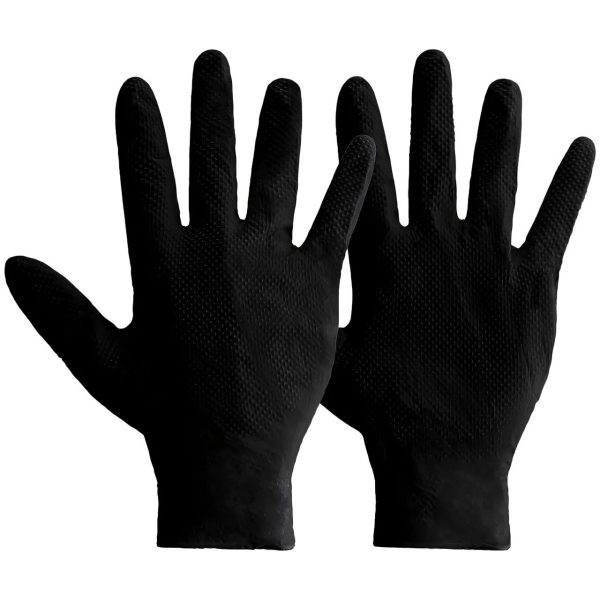 Mercator RP300260Q3 Ideall Grip Black Nitrile Disposable Gloves Size 8 (M) (Pack of 50)