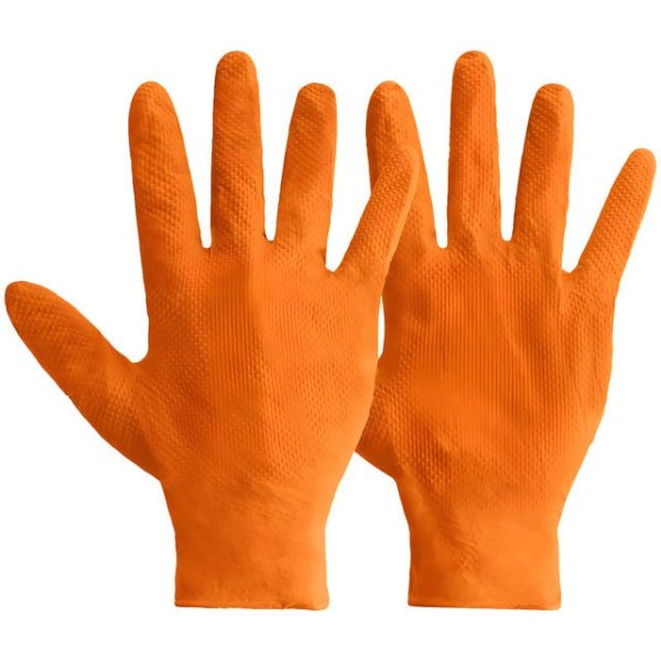 Mercator RP300270Q3 Ideall Grip Orange Nitrile Disposable Gloves Size 8 (M) (Pack of 50)