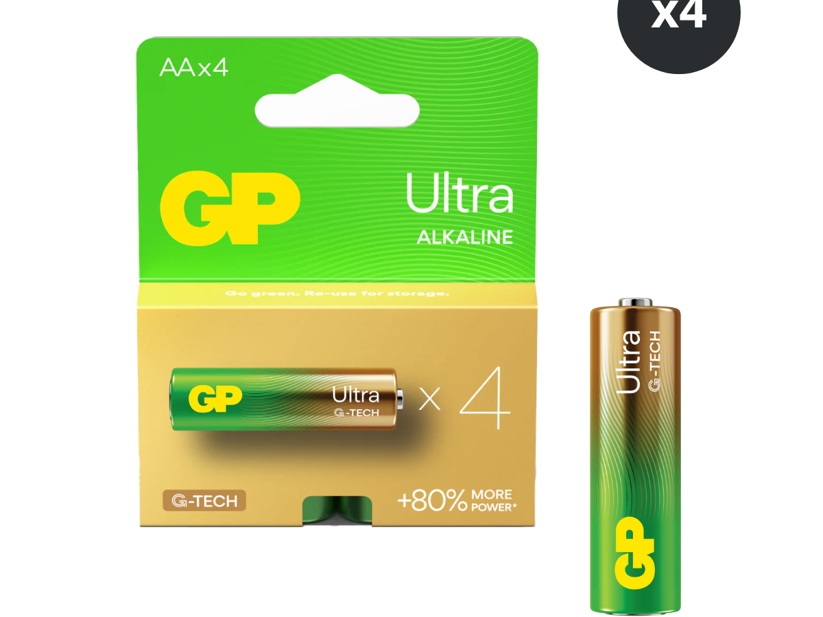 GP Batteries GPPCA15AU721 Ultra Alkaline AA 1.5V Batteries (Pack of 4)