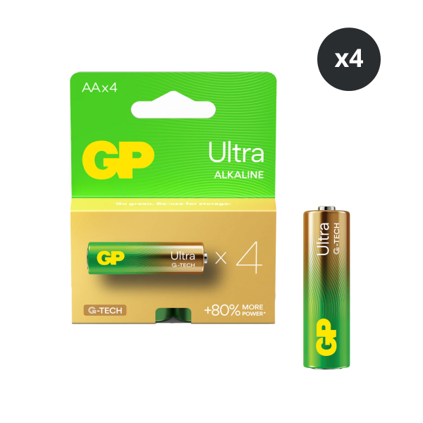 GP Batteries GPPCA15AU721 Ultra Alkaline AA 1.5V Batteries (Pack of 4)
