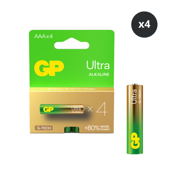 GP Batteries GPPCA24AU644 Ultra Alkaline AAA 1.5V Batteries (Pack of 4)