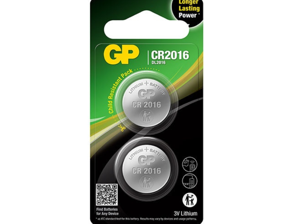 GP Batteries GPPBL216U006 CR2016 3V Lithium Coin Batteries (Pack of 2)