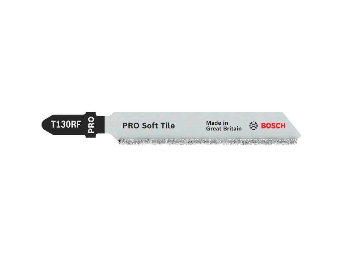 Bosch 2608633104 PRO T130RF Carbide Grit Jigsaw Blade for Soft Tile 83mm Grit 30 (Pack of 3)