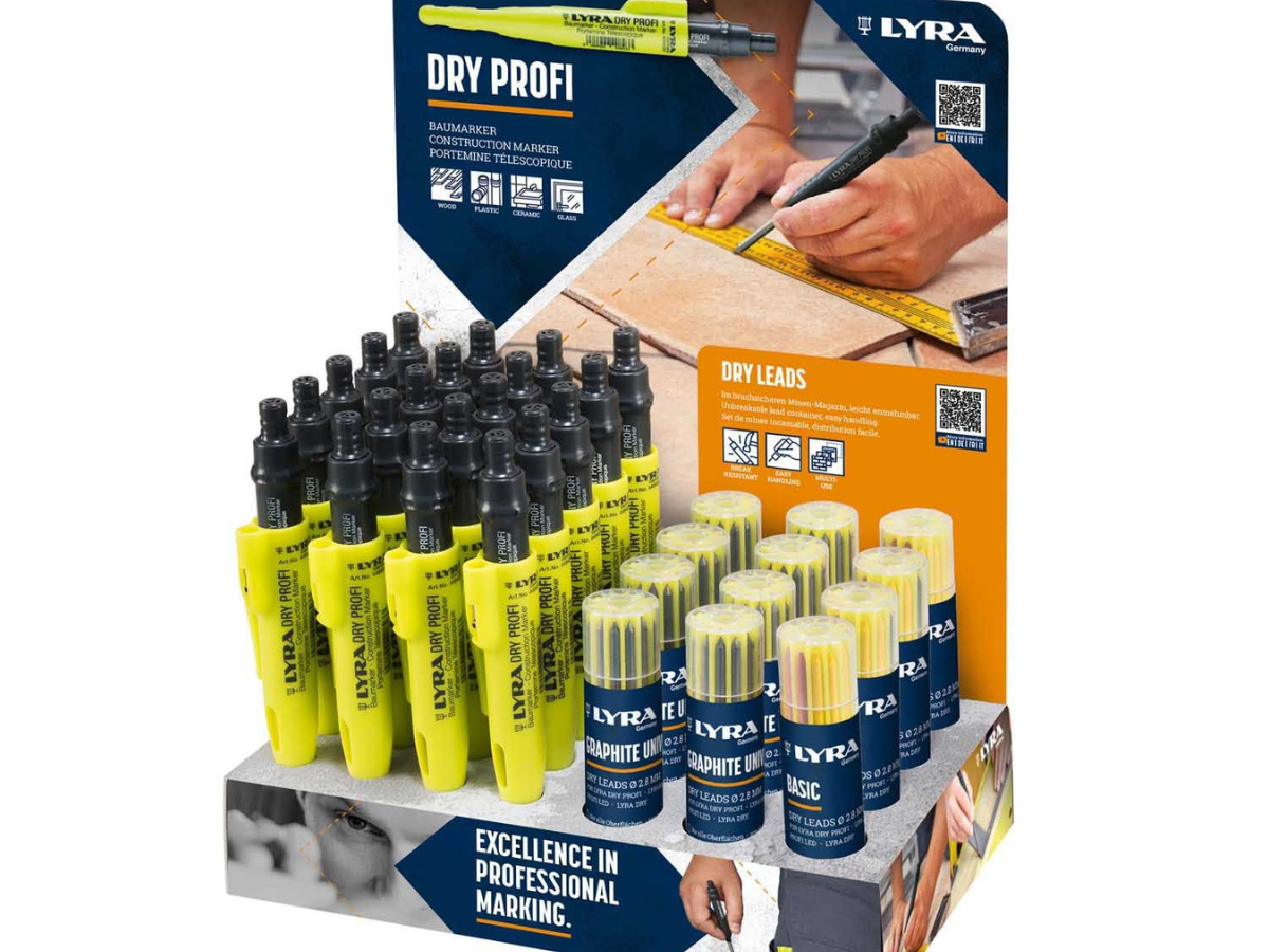 Lyra L4497101 DRY PROFI Construction Marker & Refill Display (20 Markers, 12 Refills)