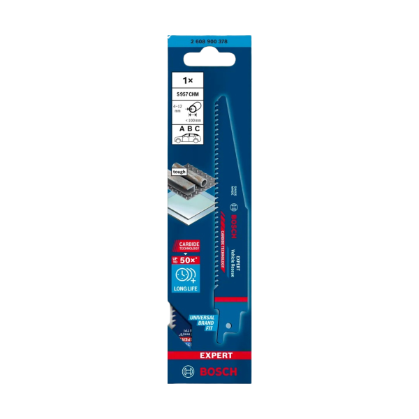 Bosch 2608900379 EXPERT S957CHM Carbide Vehicle Rescue Reciprocating Saw Blade 150mm 8TPI (Pack of 10)