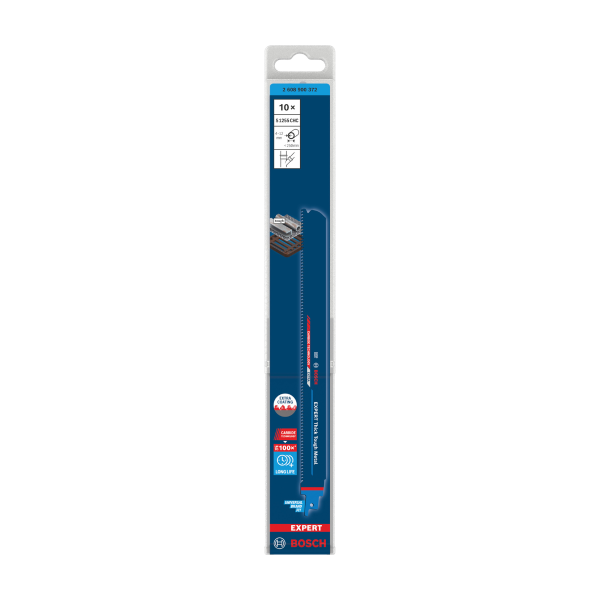 Bosch 2608900372 EXPERT S1255CHC Carbide Reciprocating Saw Blade for Thick Tough Metal 300mm 8TPI (Pack of 10)