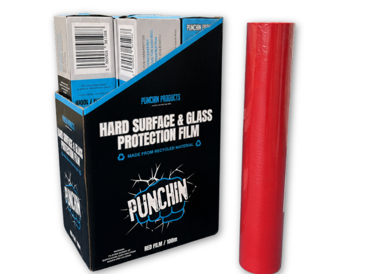 Punchin HARDPROT100 Red Hard Surface/Glass Protection Film 600mm x 100m Roll
