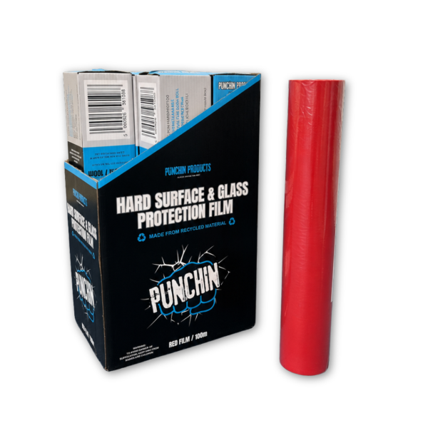 Punchin HARDPROT100 Red Hard Surface/Glass Protection Film 600mm x 100m Roll