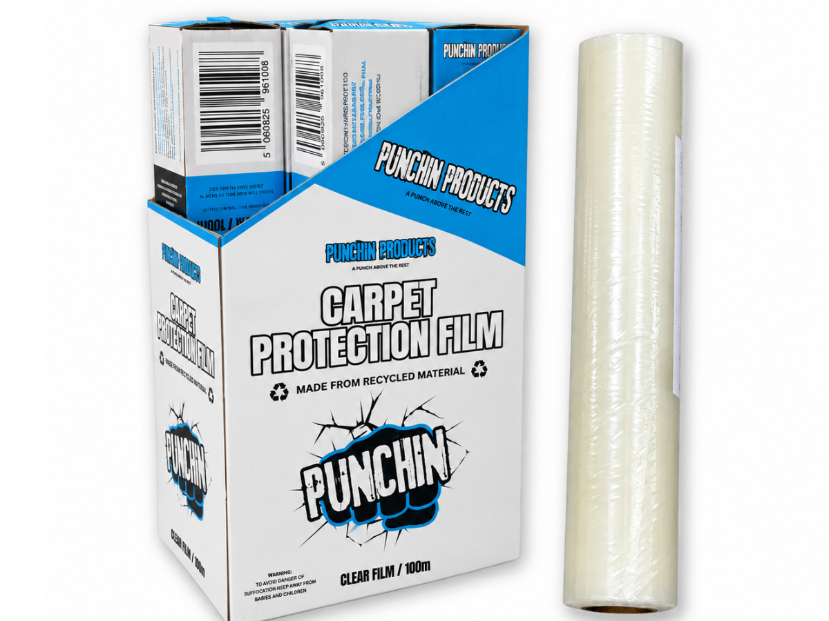 Punchin CARPETPROT100 Clear Carpet Protection Film 600mm x 100m Roll